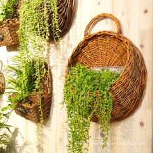 Großhandel in der Innenwand Künstliche Pflanze Blume Pot Garten Blume Hängende Rattan Körbe Blumenmädchenkorb für Hausgarten